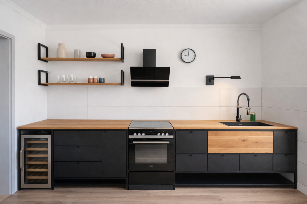 FIUME Stahl und Eiche Küche Industielle