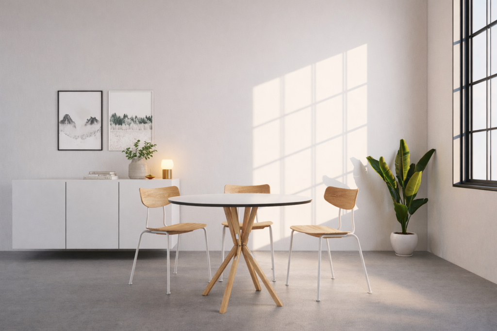 Rendering Vierstern Tisch in Szene